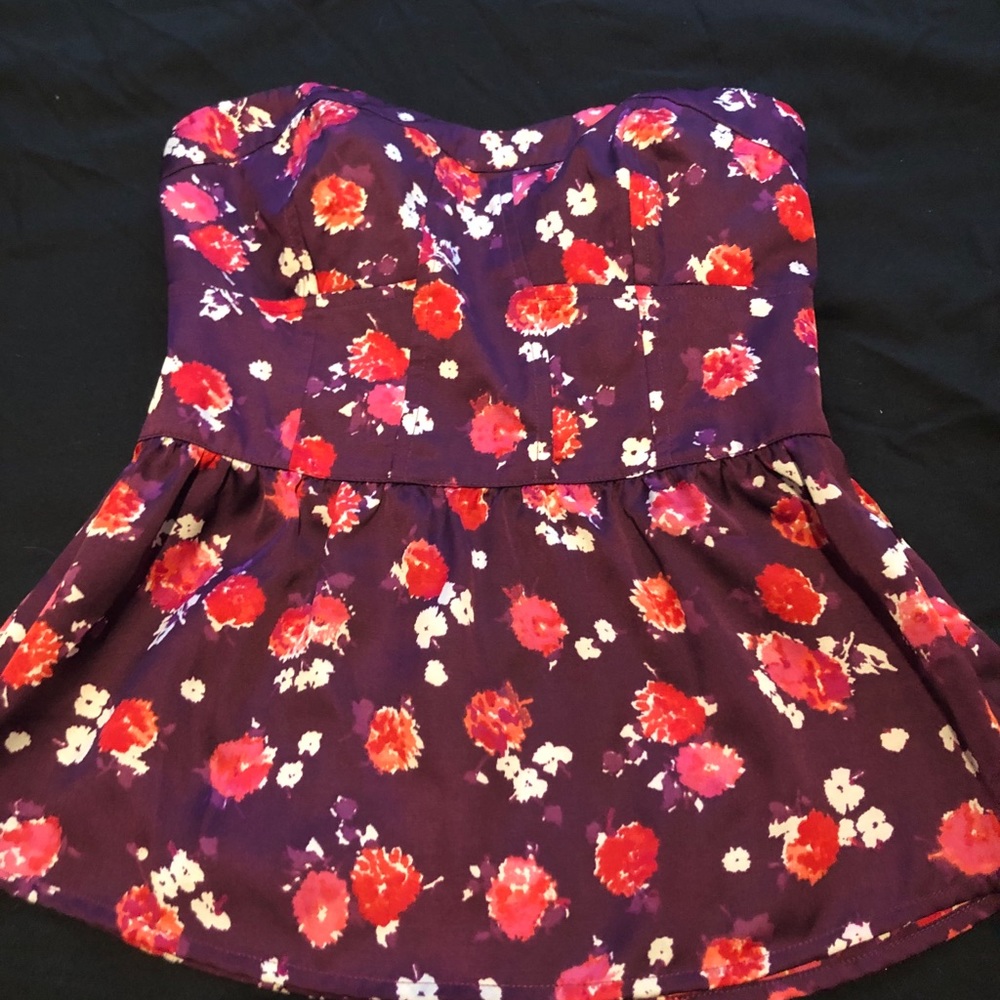American Eagle Silky Tube Top, Size XS Floral Prin